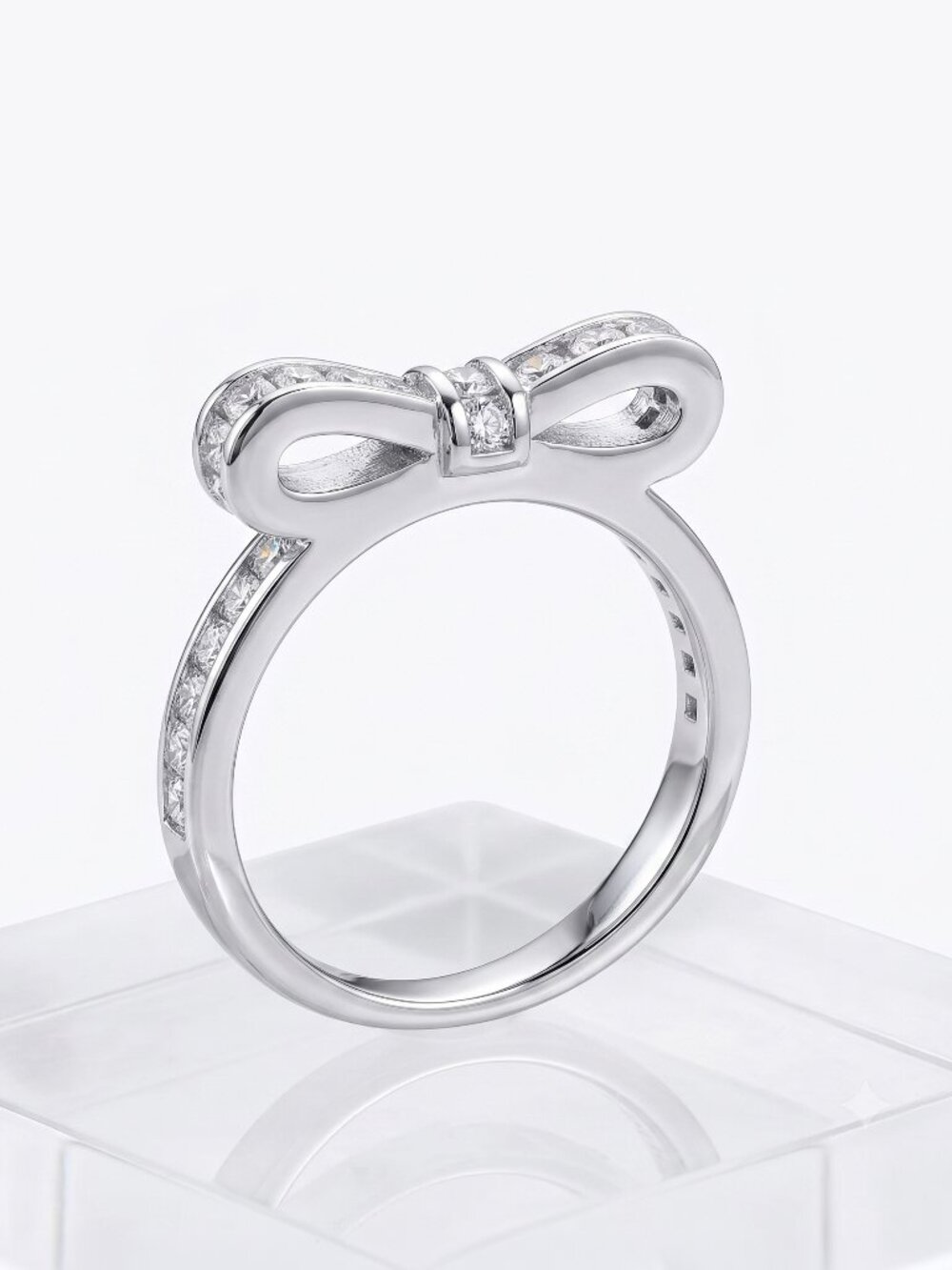 Sparkling Bow Ring, 925 Sterling Silver Charmed Aroma Bow Collection